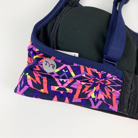 TYR Carnivale Lily Neon Multicolored Swim Bikini Top Small - Picture 9 of 12